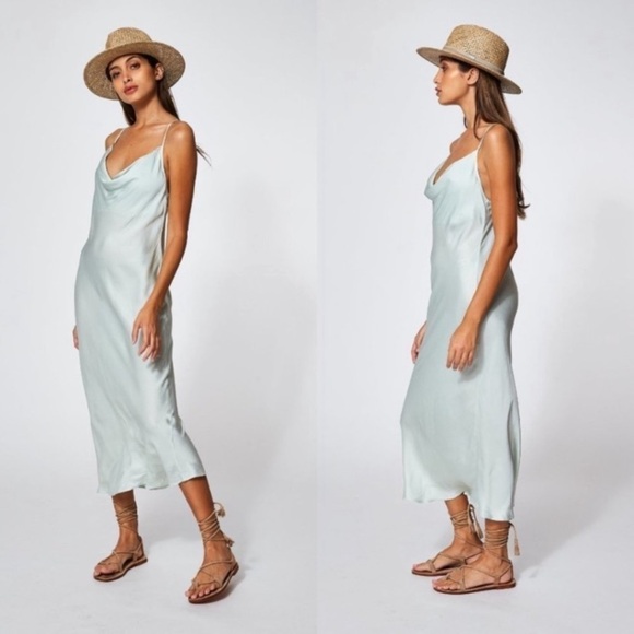 YFB ✨ Mint green Sweetie Slip‎ Midi Dress XS adjustable straps maxi midi - Picture 4 of 10